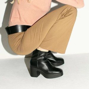 NEW Black leather Intentionally Blank Drue Platform ankle boots